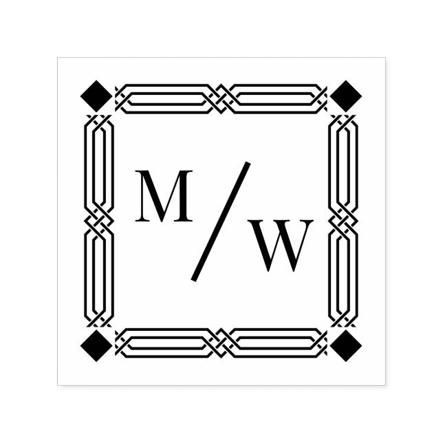 Art Deco aus Paar 2 Initial Monogram Diag Spacer Permastempel (Design)