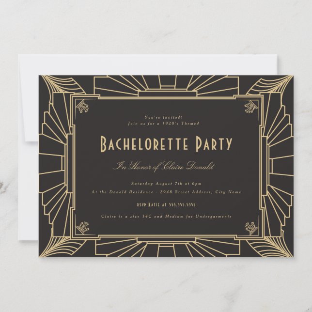 Art Déco Bachelorette Party Invitation (Devant)