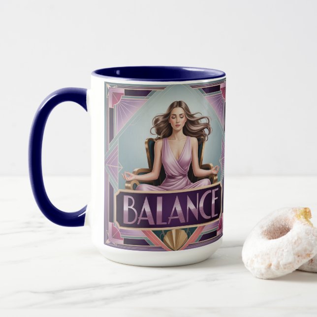 Art Deco Balance Meditation Mug Tasse (Mit Donut)
