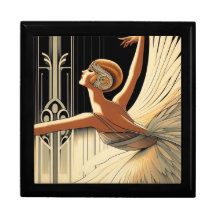 Art Deco Ballerina Holzschmuck Keepake Box