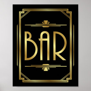 Art Deco BAR Sign Print Poster