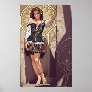 Art Deco - Bauernmädchen Poster
