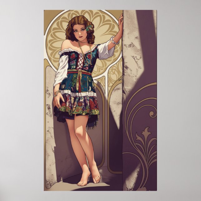 Art Deco - Bauernmädchen Poster (Vorne)