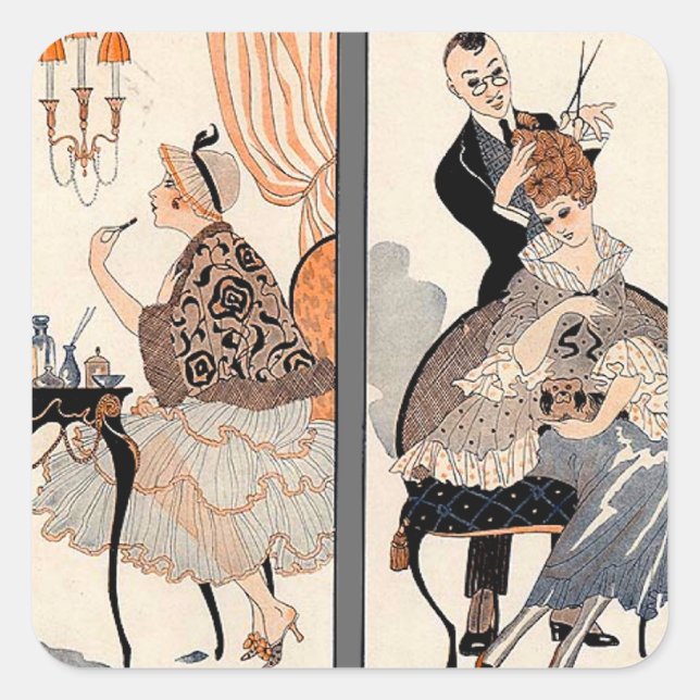 Art Deco Beauty Quadratischer Aufkleber (Vorderseite)