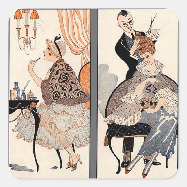 Art Deco Beauty Quadratischer Aufkleber (Vorderseite)