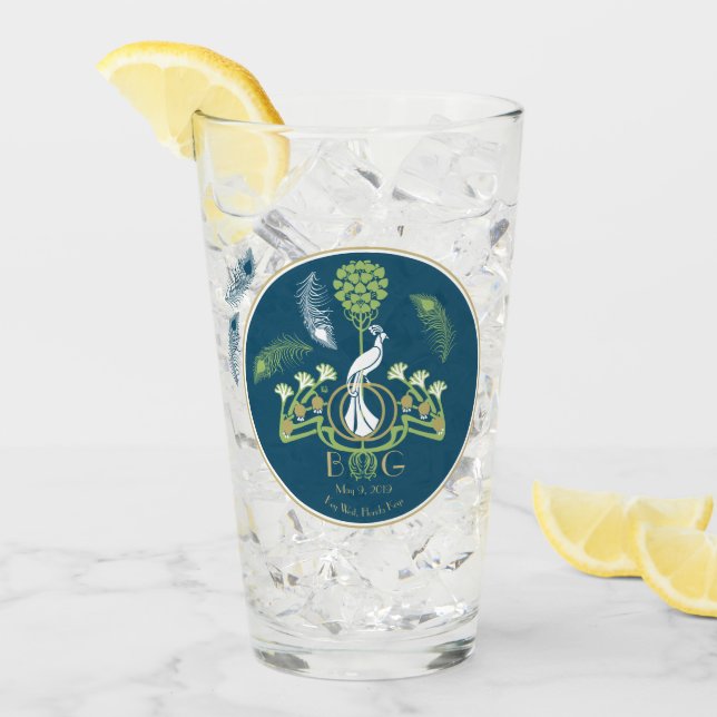 Art Deco Beer Glass Pint Wedding Glas (Vorderseite Ice)