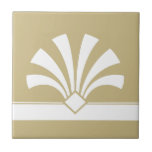 Art Deco Beige Blume 06 Fliese<br><div class="desc">Eleganter Deko-Stil geometrische Blume Element auf einem beigen Hintergrund dekorative Keramik Fliesen. Das elegante Design ist perfekt für ein Vintages Interieur im Deko Retro-Stil.</div>