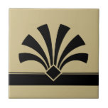 Art Deco Beige Schwarz Geometrische Blume Element  Fliese<br><div class="desc">Elegante Deko-Stil geometrische Blume Element auf einem beigen Hintergrund dekorative Keramik Fliesen. Das elegante Design ist perfekt für ein Vintages Interieur im Deko Retro-Stil.</div>