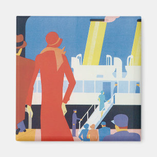 Art Deco Belgisches Ferry Poster Magnet