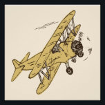 Art Deco Bi-Flugzeug - gelb ohne Text. Poster<br><div class="desc">Handgezeichnet Retro-Senf gelbes bi-Flugzeug Set auf einem cremefarbenen Hintergrund. Dies ist ein transparentes Bild. Sie können die Hintergrundfarbe, die Größe und Position des Bildes ändern und Ihren eigenen Text hinzufügen (vielleicht einen Namen hinzufügen?). Dieses Design entspricht der Art Deco Bi-Flugzeug Kollektion.</div>