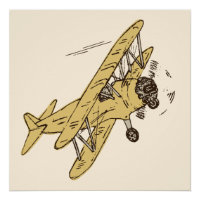 Art Deco Bi-Flugzeug - gelb ohne Text.