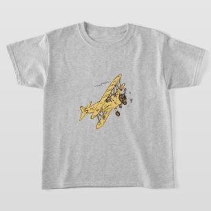 Art Deco Bi-Flugzeug - gelb ohne Text. T-Shirt