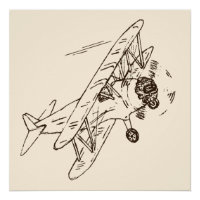 Art Deco Bi-Flugzeug - Konturen ohne Text entworfe