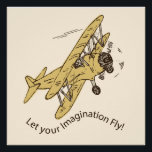 Art Deco Bi-Flugzeug - lass deine Fantasie. Poster<br><div class="desc">Handgezeichnet Retro-Senf gelbes bi-Flugzeug Set auf einem cremefarbenen Hintergrund. Dies ist ein transparentes Bild und Text ist ein fester Bestandteil des Bildes. Sie können die Hintergrundfarbe, die Größe und Position des Bildes ändern und mehr Text hinzufügen (vielleicht einen Namen hinzufügen?). Dieses Design entspricht der Art Deco Bi-Flugzeug Kollektion.</div>