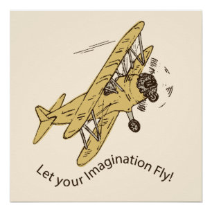 Art Deco Bi-Flugzeug - lass deine Fantasie. Poster