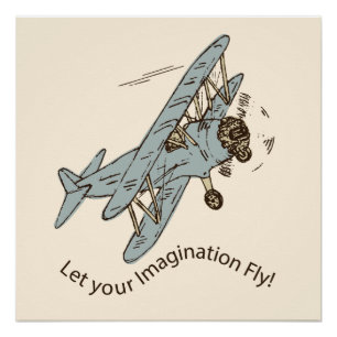 Art Deco Bi-Flugzeug - lass deine Fantasie. Poster