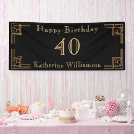 Art Deco Birthday Black Gold Roaring 20's Banner