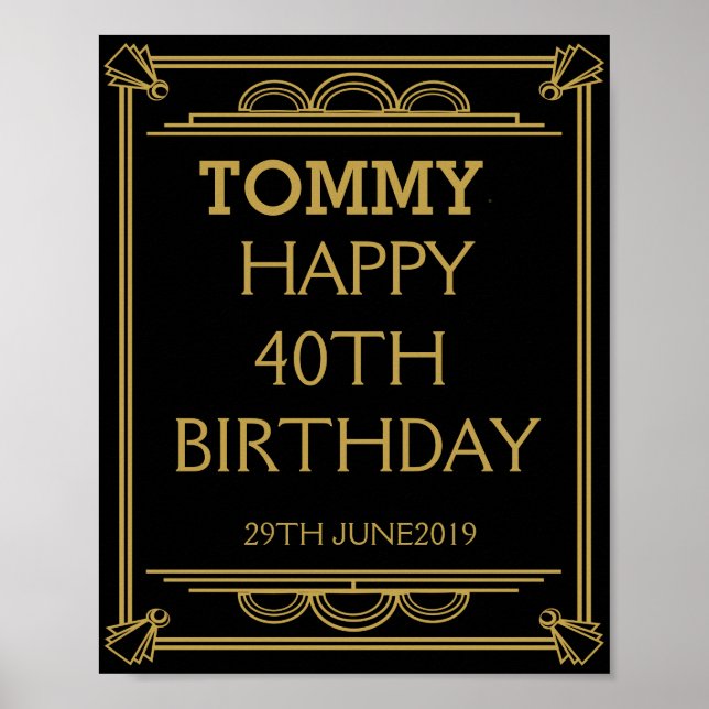 Art Deco BIRTHDAY oder Party Sign machen Ihre eige Poster (Vorne)