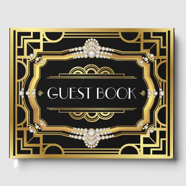 Art Deco Birthday Party Wedding Gästebuch (Vorderseite)