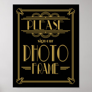 Art Deco Bitte signieren Sie unseren Bilderrahmen- Poster