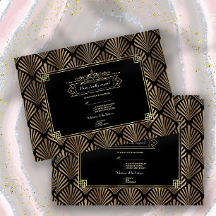 Art Deco Black 1920s Wedding RSVP Karte