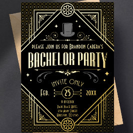 Art Deco Black and Gold Bachelor Party Folieneinladung