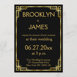 Art Deco Black and Gold Einladungen für Hochzeiten