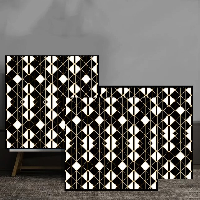 Art Deco Black and Gold Geometric luxury Fliese (Von Creator hochgeladen)
