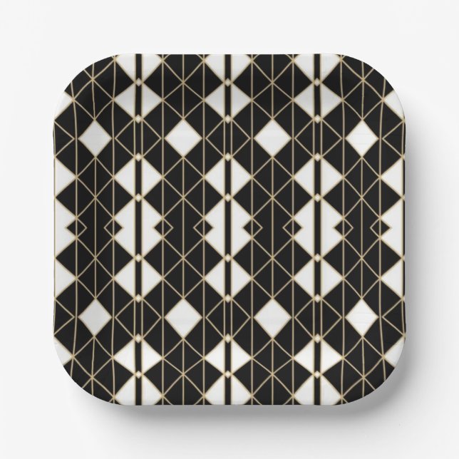 Art Deco Black and Gold Geometric luxury Pappteller (Vorderseite)