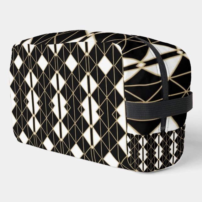 Art Deco Black and Gold Geometric luxury Waschbeutel (Linke Seite)