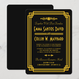 Art Deco Black and Gold Hochzeiten Einladungen