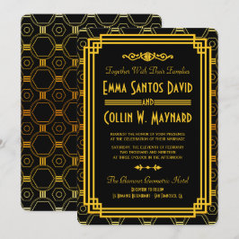 Art Deco Black and Gold Hochzeiten Einladungen