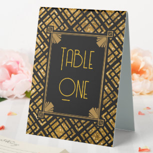 Art Deco Black and Gold Hochzeiten Tischnummern Tischaufsteller