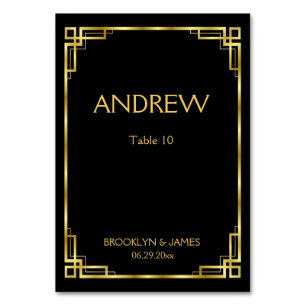 Art Deco Black and Gold Hochzeitskarten Tischnummer