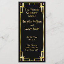 Art Deco Black and Gold Hochzeitsprogramme