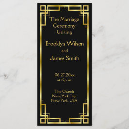 Art Deco Black and Gold Hochzeitsprogramme Programm