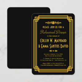 Art Deco Black and Gold Probe Dinner Einladung