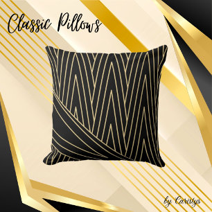 Art Deco Black and Gold Throw Kissen