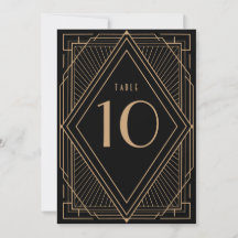 Art Deco Black and Gold Tischnummer Card