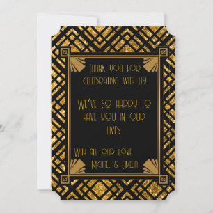 Art Deco Black and Gold Wedding Dankeschön Karte