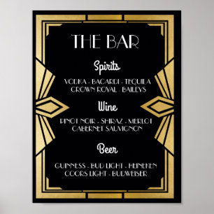 Art Deco Black Bar Sign Wedding Reception der 1920 Poster