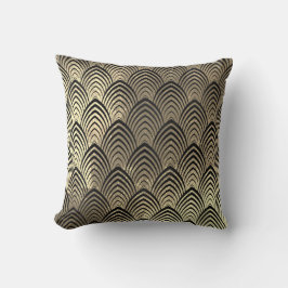 Art Deco Black Champaigne Gold Scales Kissen