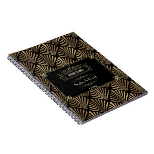Art Deco Black Gatsby 1920er Stil Hochzeitsplaner Notizblock