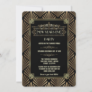 Art Deco Black Gatsby 1920s New Year's Eve Party Einladung