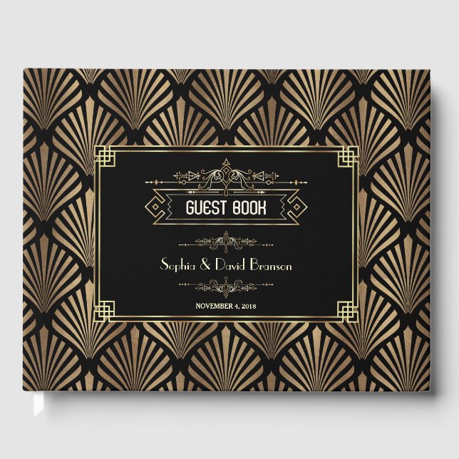 Art Deco Black Gatsby 1920s Style Wedding Gästebuch (Vorderseite)