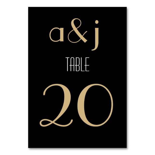 Art déco Black Gold | Cartes Numéro de tableau (Par défaut)