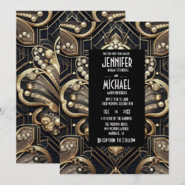 Art Deco Black & Gold Diamond Wedding Invitations