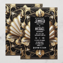 Art Deco Black & Gold Diamond Wedding Invitations