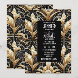 Art Deco Black & Gold Diamond Wedding Invitations