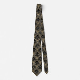 Art Deco Black Gold Fan Design Krawatte